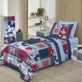 Jogo De Cama Mickey Patch - Grátis 1 Mini Toalha 22 X 44 Cm